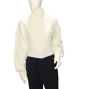 Zaful Cream Cable Knit Turtleneck Sweater Size M